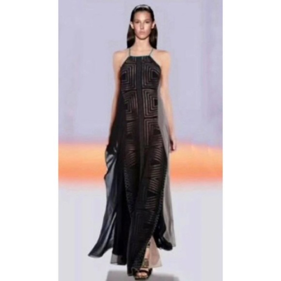 BCBGMaxAzria Black Geometric Maxi Dress - Picture 1 of 11